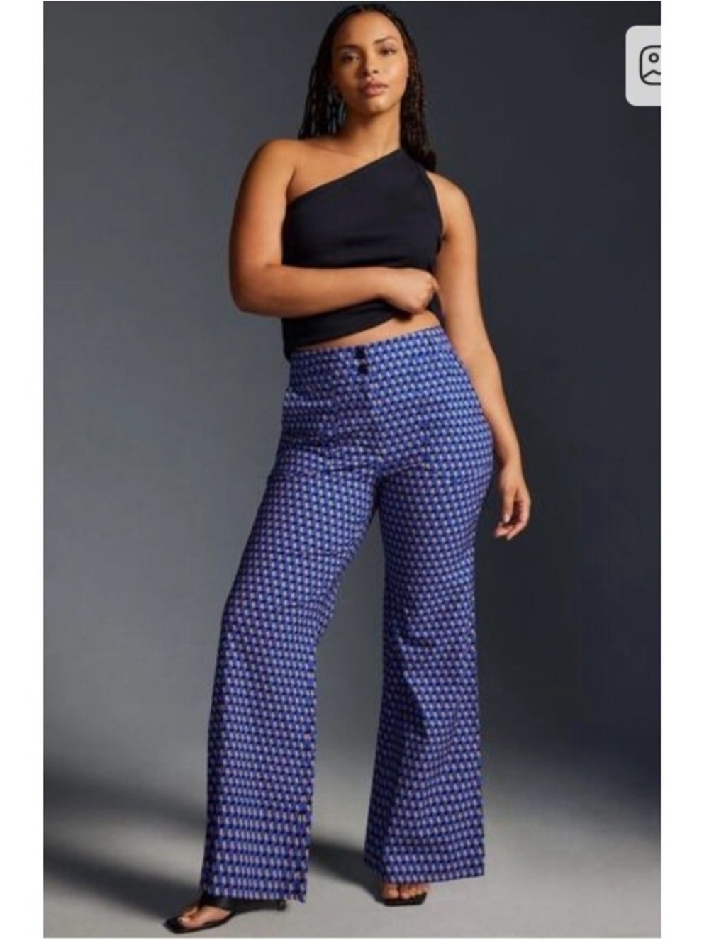 Anthropologie Maeve Naomi High-Rise Blue Printed Wide-Leg Pants